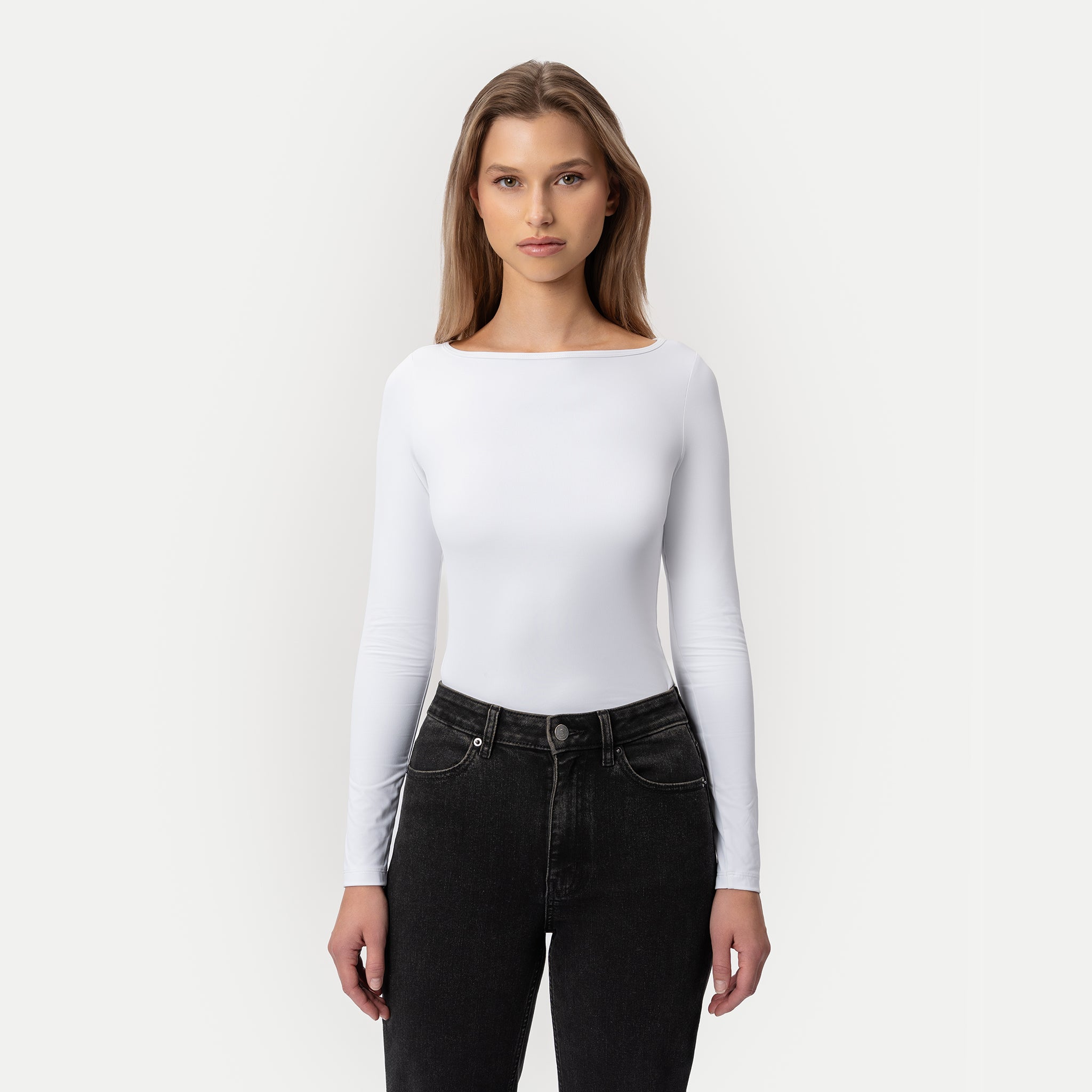 Soft Boatneck Long-sleeve White